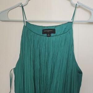 Banana Republic Vibrant Green Plated Satin Dress